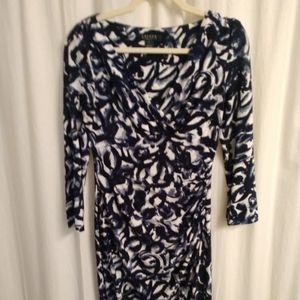 Wrap Dress Navy and white pattern